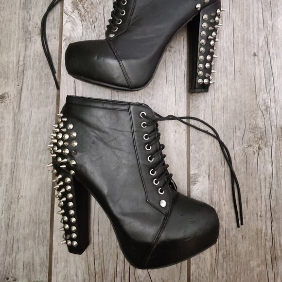 Chix | chunky platform ankle boots with metal spikes and studs | Size 39 | UK 6 - Picture 3 of 16